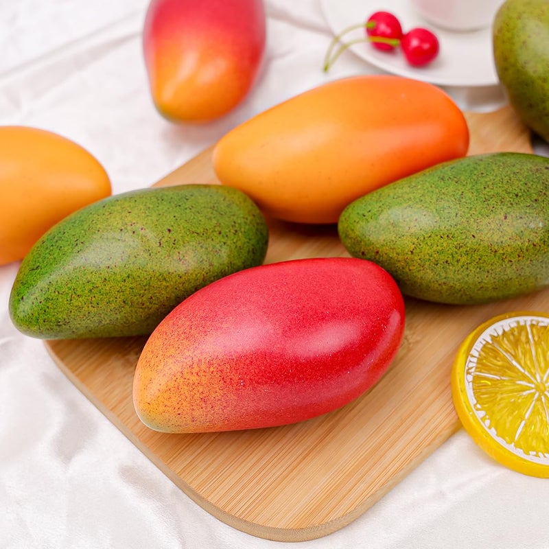 Gresorth ديكور مانجو صناعي واقعي 3 قطع من جريزورث فواكه مزيفة لعرض الطعام في المنزل والحفلات ومائدة المطبخ - Image 4